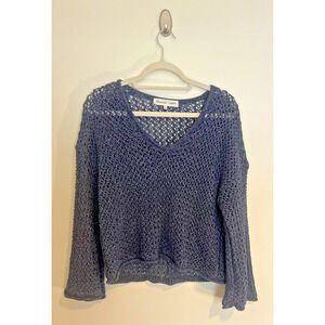 Madewell x Warm Limited Edition Collab Dark Blue Open Knit Sweater Beachy Size L